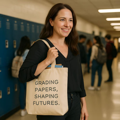 Teacher Tote Bag – Grading Papers, Shaping Futures