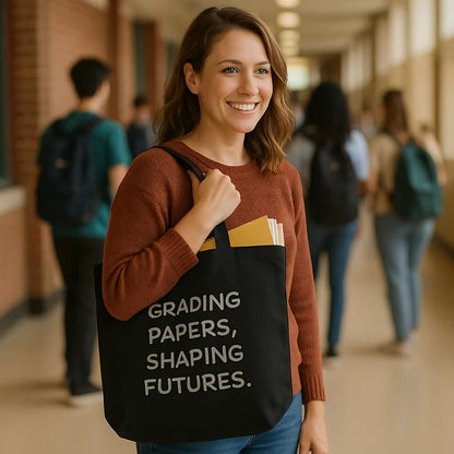 Teacher Tote Bag – Grading Papers, Shaping Futures