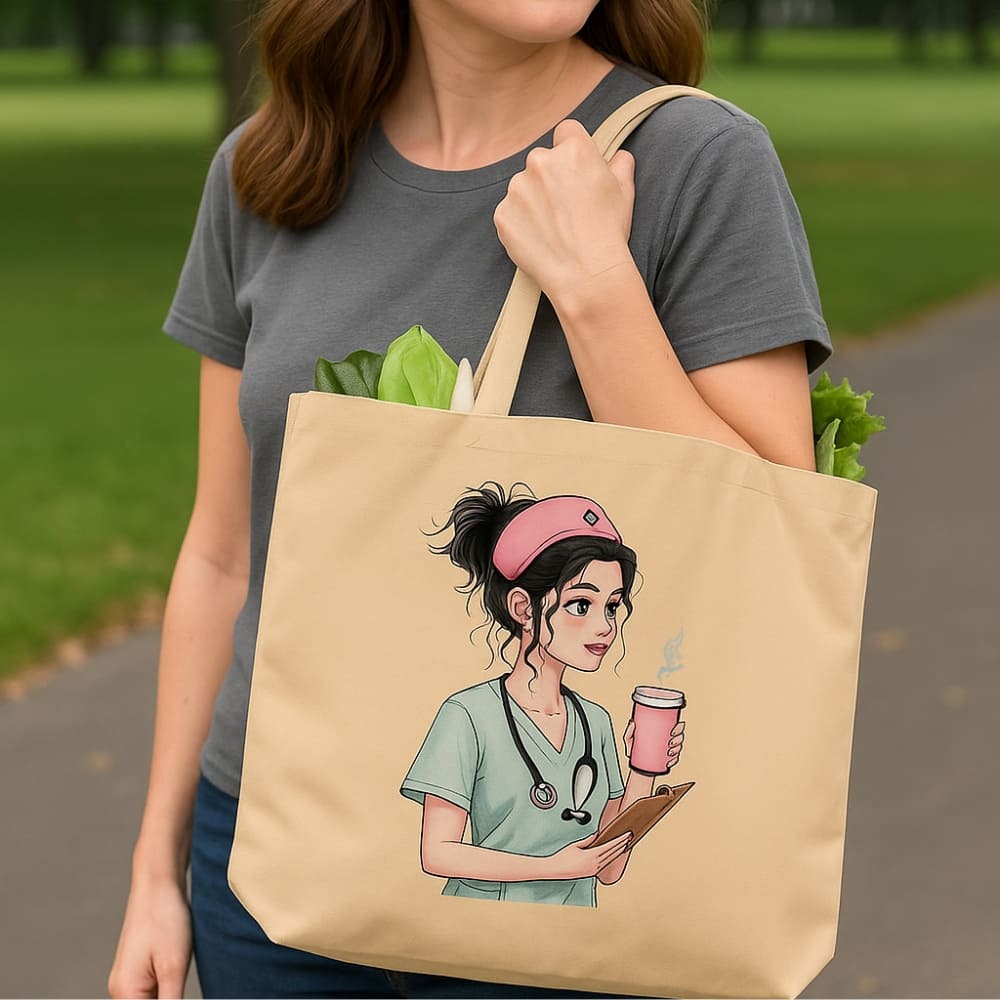 Coffee Nurse Life – Large Organic Cotton Tote Bag