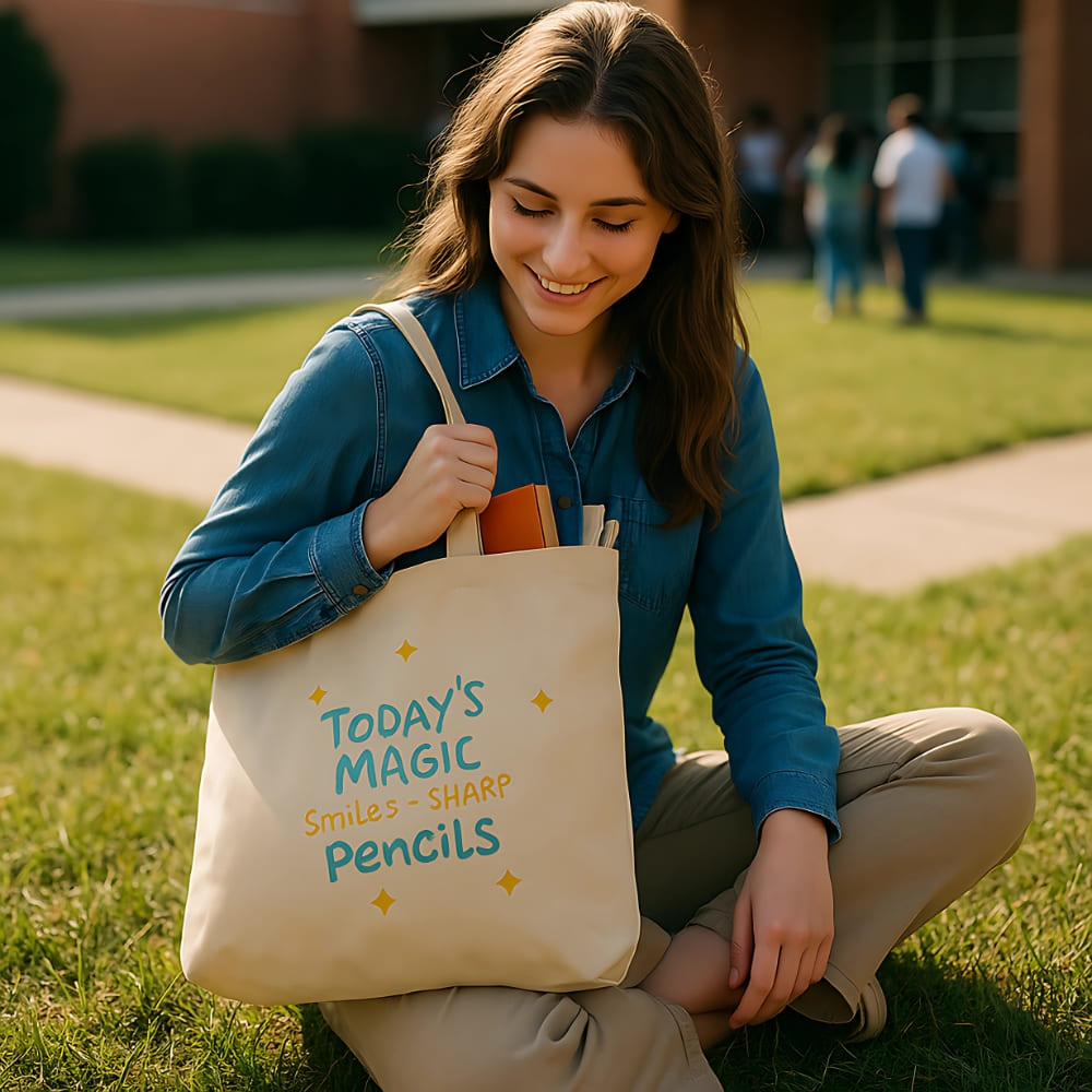 Smiles & Sharp Pencils Organic Teacher Tote Bag