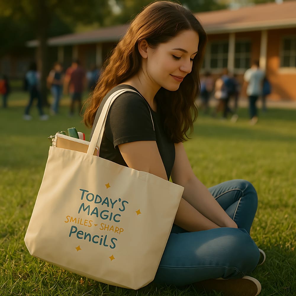 Smiles & Sharp Pencils Organic Teacher Tote Bag