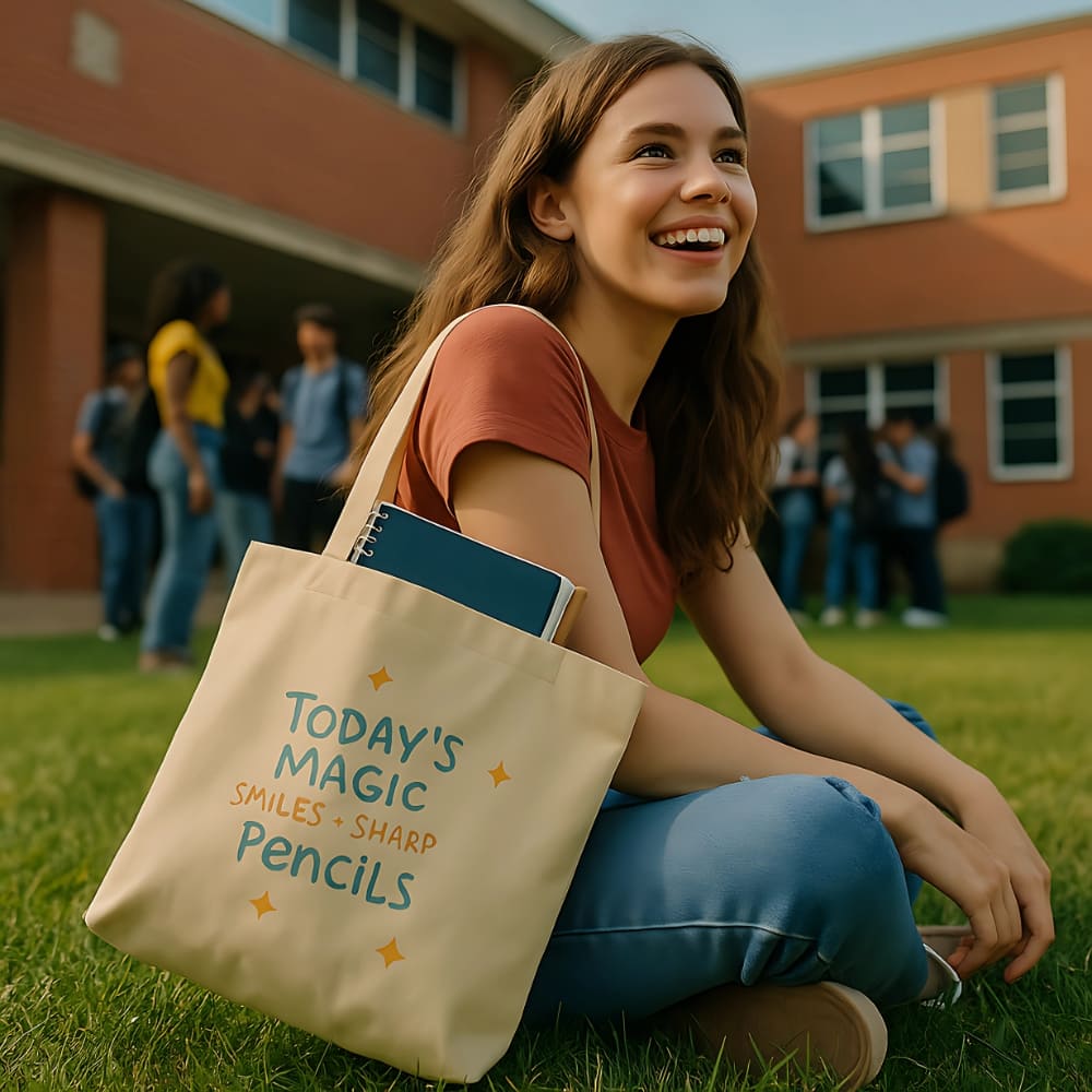 Smiles & Sharp Pencils Organic Teacher Tote Bag