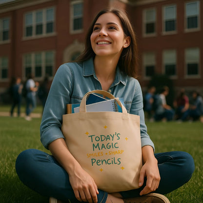 Smiles & Sharp Pencils Organic Teacher Tote Bag