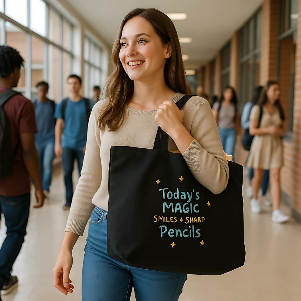 Smiles & Sharp Pencils Organic Teacher Tote Bag