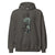 Dark gray hoodie with a graphic of a person holding books on the back, on a white background