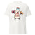 White t-shirt with a cartoon milk bottle character lifting weights and 'Mom Strength Unmatched' text on a white background.