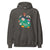 Dark gray hoodie with a colorful graphic of a woman and text on a white background
