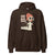 Brown hoodie with a graphic design of a woman and text 'CEO of the Boo Crew' on a white background