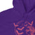 Purple hoodie with pink bat and witch design on a white background