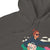 Gray hoodie with a graphic of a woman driving a car and holding a bag.