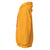 Yellow hoodie with a red logo on the chest against a white background
