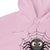 Pink hoodie with a spider graphic on a white background