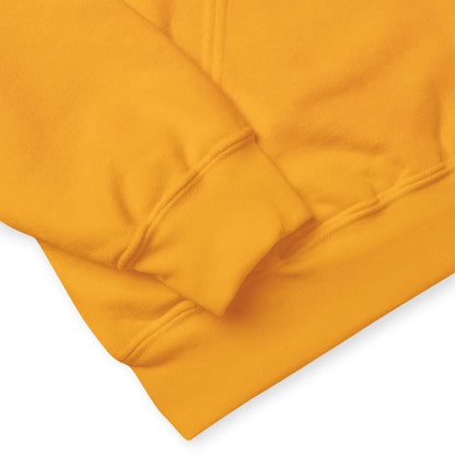 Close-up of a yellow hoodie on a white background