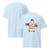 Light blue t-shirt with cartoon milk bottle character lifting weights and 'Mom Strength Unmatched' text on a white background.