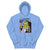 Light blue hoodie with a cartoon character graphic on a white background