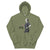 Green hoodie with a graphic of a woman holding a coffee cup and text 'Coffee first, Chart later.' on a white background.