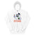 White hoodie with a ghost graphic and text 'You can't scare me, I'm a teacher' on a white background