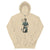 Beige hoodie with graphic design on a white background