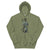 Green hoodie with graphic design on a white background