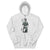 Gray hoodie with a graphic design on a white background