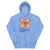 Light blue hoodie with bandaid design and 'Healing happens here' text on a white background