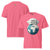 Pink t-shirt with a graphic of a globe and 'Global Heroes' text on the front, displayed from front and back views.