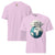 Pink t-shirt with a graphic of a globe and 'Global Heroes' text on a white background