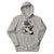 Gray hoodie with graphic design on a white background
