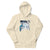 Beige hoodie with graphic design on a white background