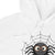White hoodie with a spider design on a white background