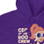 Purple hoodie with 'CEO of the Boo Crew' text and cartoon character on a white background