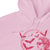 Pink hoodie with red bat and woman design on a white background