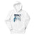 White hoodie with graphic design on a white background