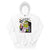 White hoodie with a cartoon character design on a white background