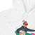 Illustration of a person wearing a hoodie with a graphic of a woman holding a bag.