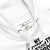 White t-shirt with text and label on a white background