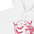 White hoodie with red bat and woman design on a white background