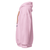 Pink hoodie with a graphic design on the sleeve against a white background