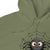 Green hoodie with a spider design on a white background