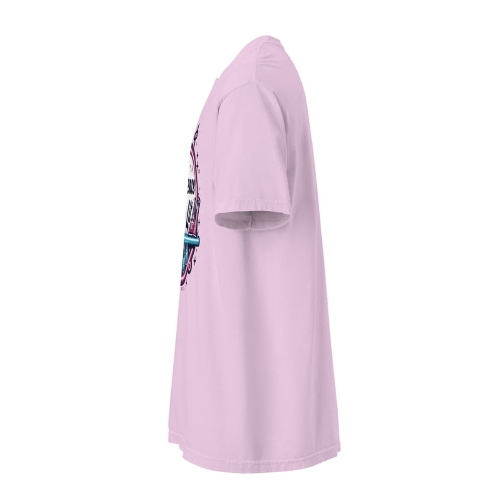 Light purple t-shirt with graphic design on a white background