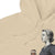 Beige hoodie with a graphic of a woman holding a coffee cup on a beige background