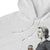 Gray hoodie with a woman holding a coffee cup illustration on a white background