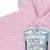 Pink hoodie with a graphic design of a coffee bag labeled '100% caffeine drip' on a white background.