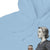 Illustration of a woman holding a coffee cup on a light blue background