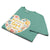 Green t-shirt with a colorful heart design and text on a white background
