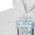 Gray hoodie with a graphic design of a coffee bag labeled '100% caffeine drip' on a white background.