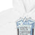 White hoodie with a graphic design of a coffee bag labeled '100% caffeine drip' on a white background.