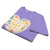 Purple t-shirt with a colorful heart design and text on a white background