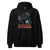 Black hoodie with a graphic design and text 'You can't scare me, I'm a teacher' on a white background