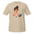 Sand t-shirt with an illustration of a woman holding a laptop and coffee, and 'Mom Mode Always On' text.
